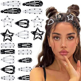 ZLSPTK star hair clip in black polka dot, non-slip daily wear.