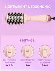 ZM ZHEMEI hair dryer brush rosegold rear view shows compact design for storage