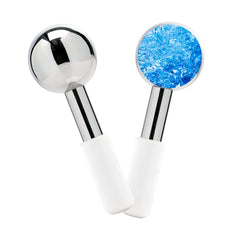 ZminRN Ice Roller stainless-steel globes close-up for cooling relief and depuffing.