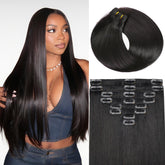 ZNXDJXE clip-in extensions 18-inch natural black for fuller look