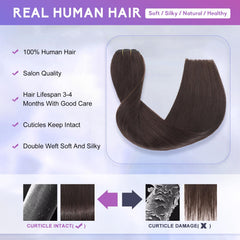 ZNXDJXE dark brown straight-hair on model demonstrating natural length and shine