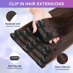 ZNXDJXE double-weft clip-in extensions for durable, secure attachment.