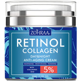 ZOHRAA retinol cream bottle pour shows easy-dispense packaging for daily use