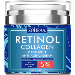 ZOHRAA retinol cream bottle pour shows easy-dispense packaging for daily use