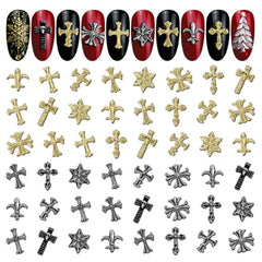 ZOKLU silver and gold cross nail charms 240-pcs pack for standout holiday manicures.