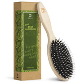 Zollo oval hair brush with boar bristles distributes natural oils for shine
