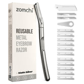 ZOMCHI dermaplaning tool handle in matte silver offers precise at-home facial grooming