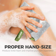 ZOMCHI soap bags foam action demonstrates fast lather for easy cleansing.