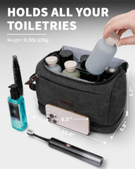 ZOMFELT Toiletry Bag elastic main compartment keeps items upright while traveling