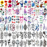 Zomme flowers and butterflies temporary tattoos for chic day-out looks and easy removal.