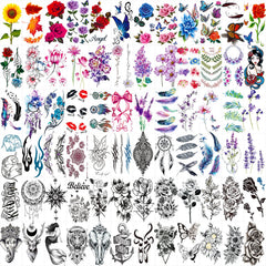 Zomme flowers and butterflies temporary tattoos for chic day-out looks and easy removal.