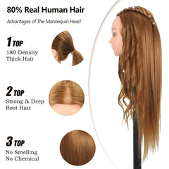 ZOMOI mannequin head hair texture closeup shows natural-look strands for realistic braiding.