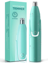 ZORAMI rechargeable ear and nose trimmer in mint green, compact and travel-ready for quick grooming.