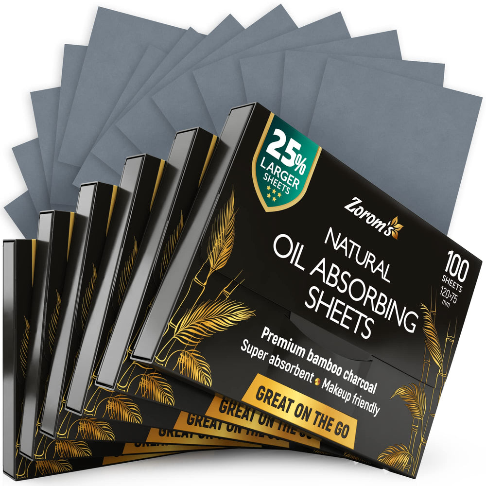 ZOROM'S blotting sheets in six-pack packaging for on-the-go oil control