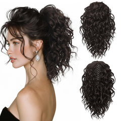 ZQIAN BEAUTY 12 Inch Dark Brown Ponytail Extension clip-in for instant volume.