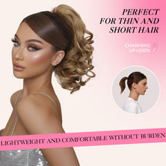 ZQIAN BEAUTY curly ponytail texture blends with synthetic fibers for a natural look.