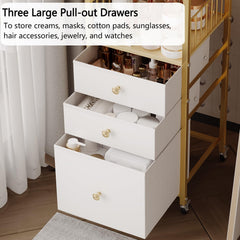 ZQUYAJ makeup organizer cart gold three drawers store creams and masks with tidy access