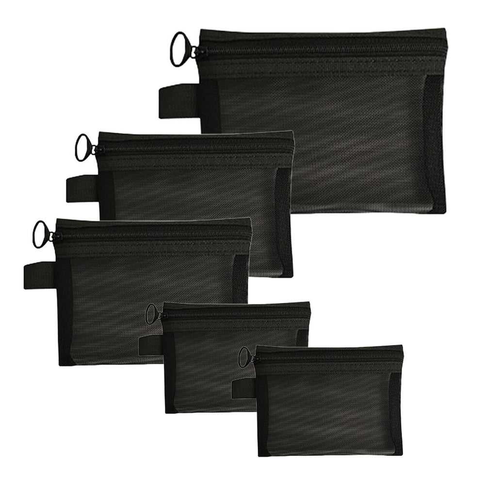 ZSlactp small mesh pouch 9-2x7 keeps cosmetics neatly organized for travel.