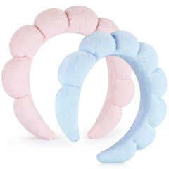 Ztomine Spa Headbands set of 2 in pink and blue for dry, comfortable skincare sessions.