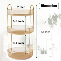 Zufudo lazy Susan tray 360-degree rotation for quick access to cosmetics.
