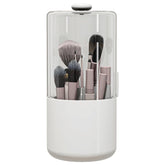 Zufudo makeup brush holder with dustproof cover open keeps brushes dust-free and ready