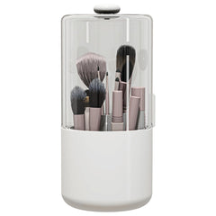 Zufudo makeup brush holder with dustproof cover open keeps brushes dust-free and ready