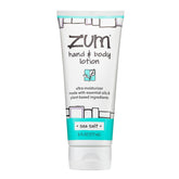Zum Sea Salt lotion bottle close-up showing hydrating formula for daily use