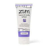 Zum Hand & Body Lotion bottle showing lavender scent for daily hydration.