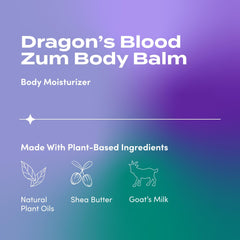 Zum Indigo Wild Body Balm goat milk ingredient close-up for nourishing skin.