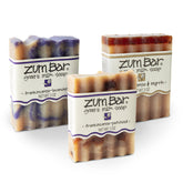 Zum Indigo Wild goat milk soap bar frankincense blends 3-pack front view for nourishing hand and body care