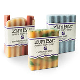 Zum Indigo Wild Goat's Milk Soap Bar front pack—nourishing skin with essential oils.