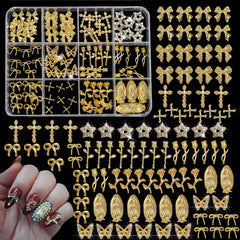 ZUMILLMN 96pcs 3D nail charms bow add elegant sparkle to manicures.