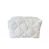 ZUNUONUO cotton quilted makeup bag front view shows compact travel-ready design.