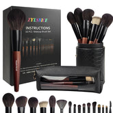 Zylsnice 16pc makeup brush set in case for organized travel-ready makeup.