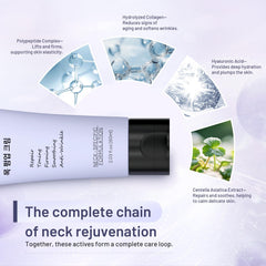 ZZILME neck firming cream application with upward strokes promoting skin lifting.