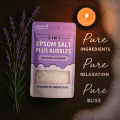 ZZZELLNESS Epsom Salt Plus Bubbles skin-nourishing ingredients softly hydrate skin during soak.