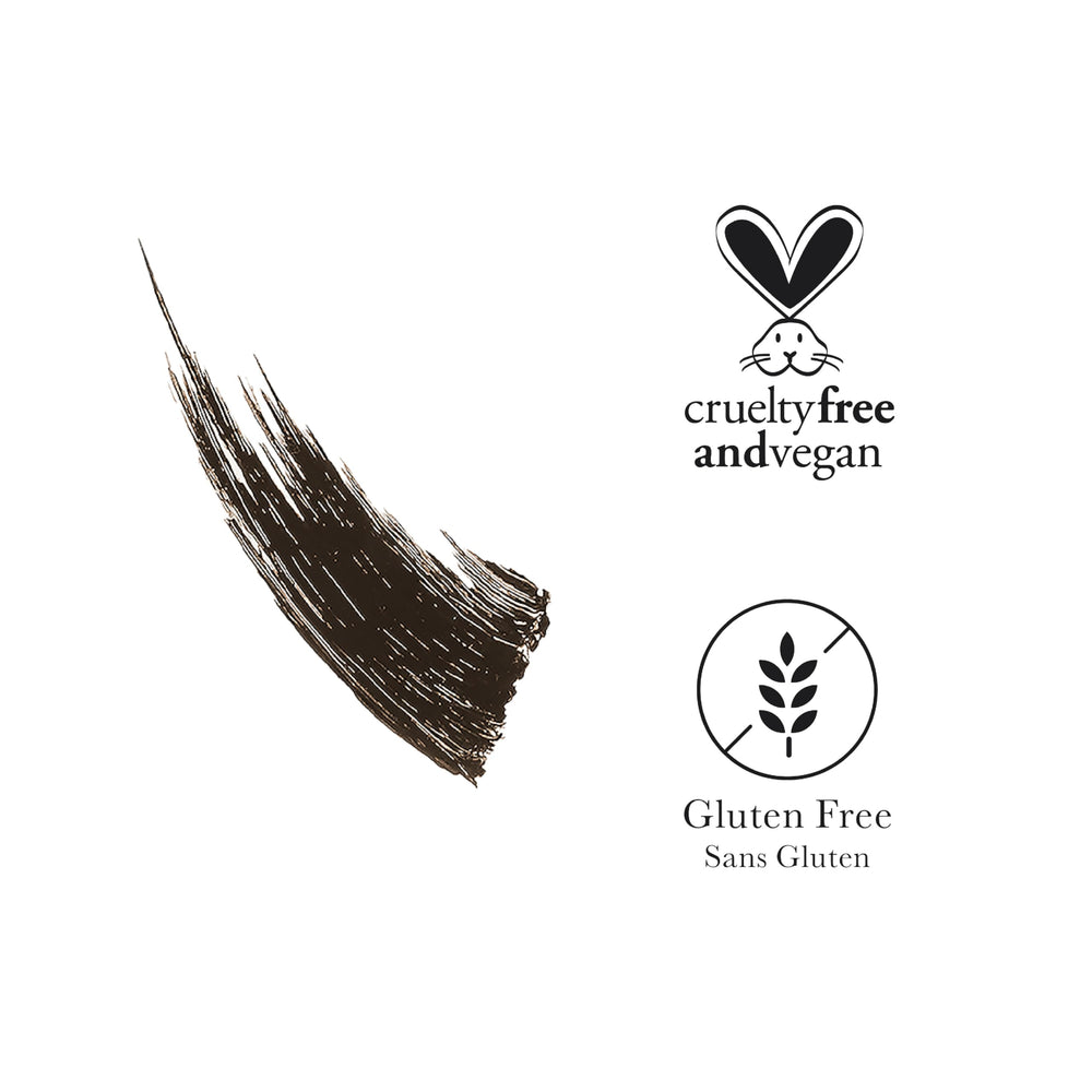 100% PURE Maracuja Mascara coated lashes image shows smudge-resistant, long-wearing color.