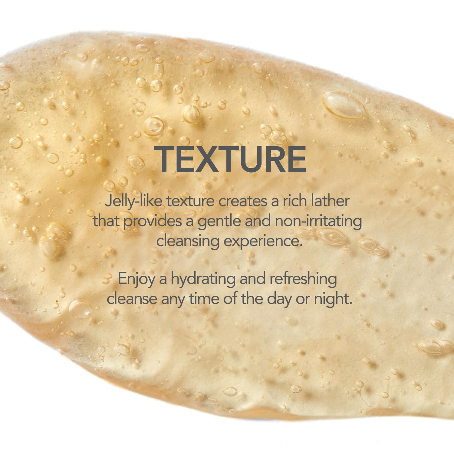 107 Gentle Gel Cleanser gel texture swatch on skin for gentle cleansing