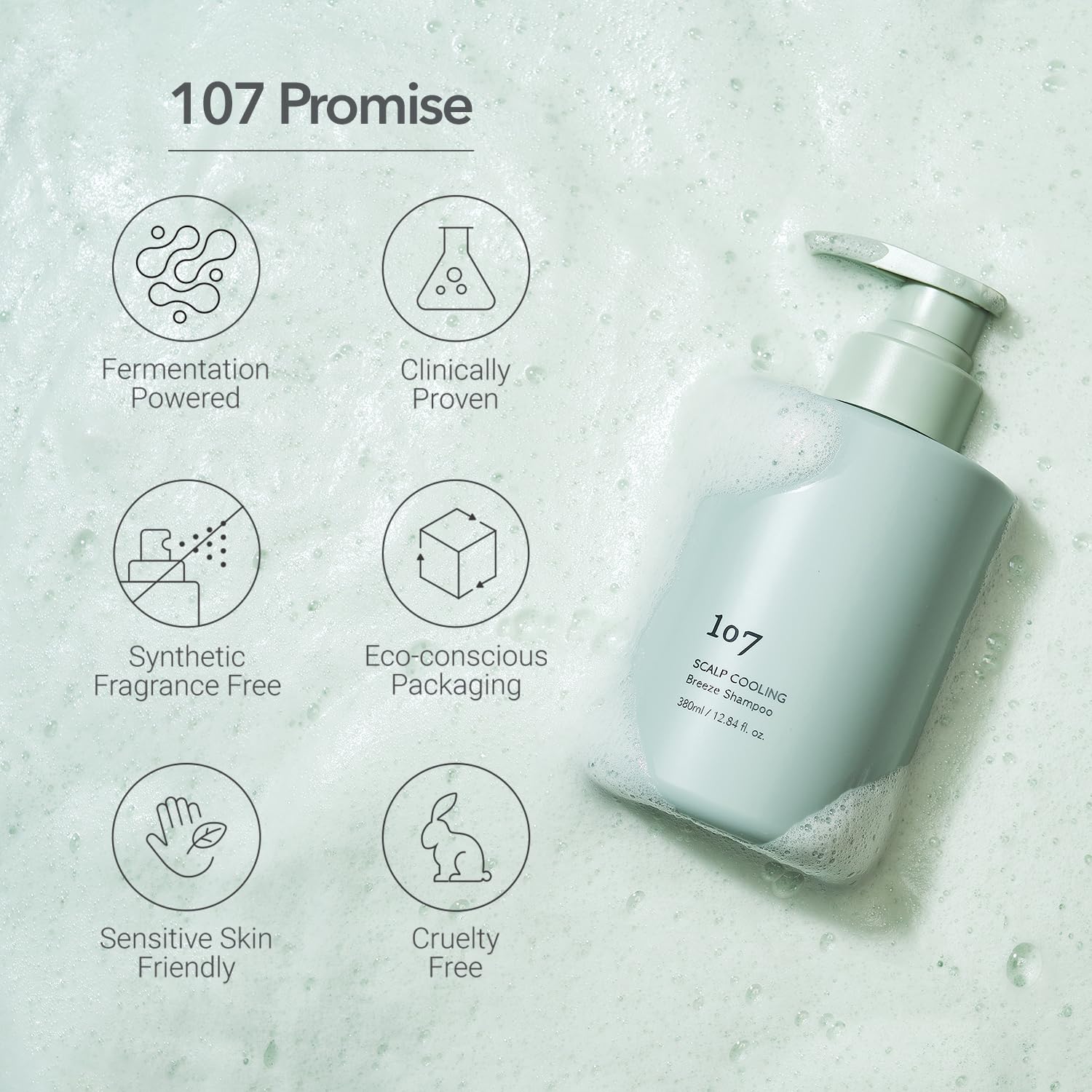 107 Scalp Cooling Breeze Shampoo daily-use scene—suitable for all scalp types.