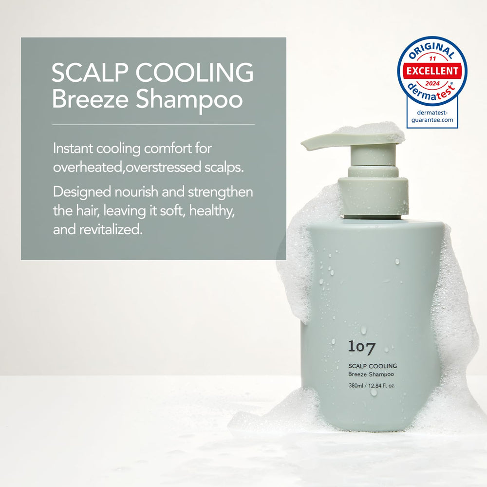 107 Scalp Cooling Breeze Shampoo menthol drops—instant cooling for the scalp.