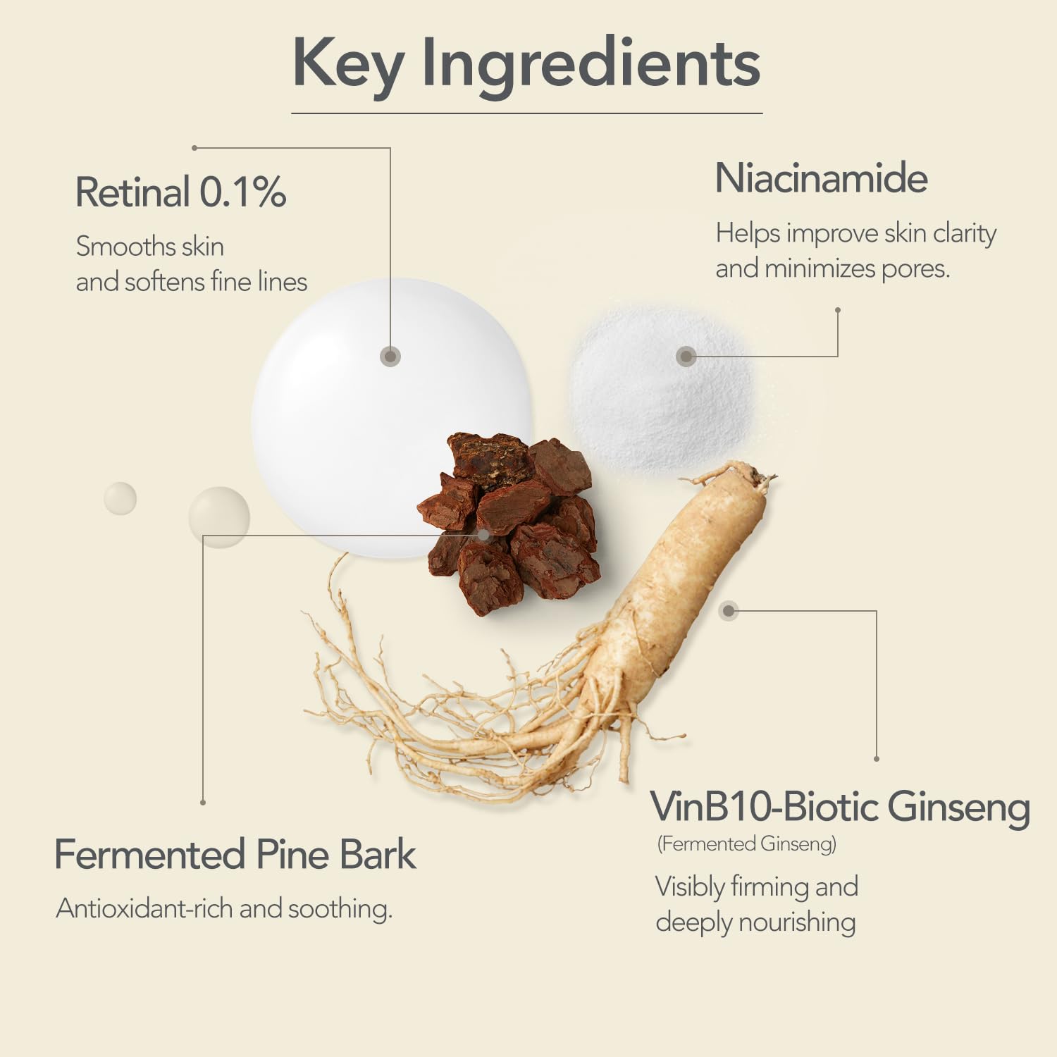 107 VINBIOME retinal serum texture swirl highlights luxurious, fast-absorbing finish.