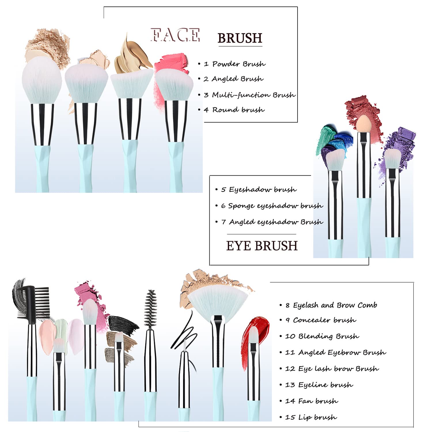 111 pink blue gradient bristles closeup featuring soft synthetic fibers for smooth blending