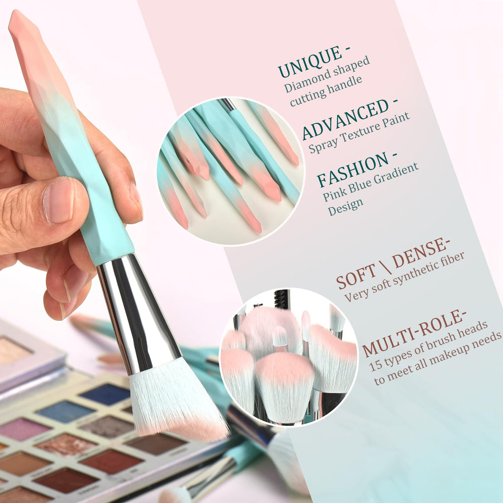 111 pink blue gradient brush handle closeup showing premium grip for precise application