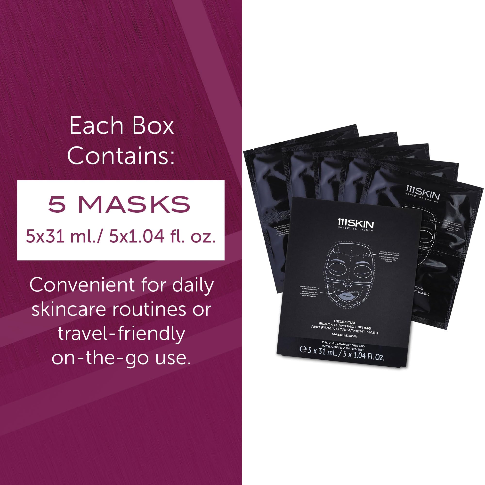 111SKIN Celestial Black Diamond sheet mask wear demonstrates comfortable at-home routine.