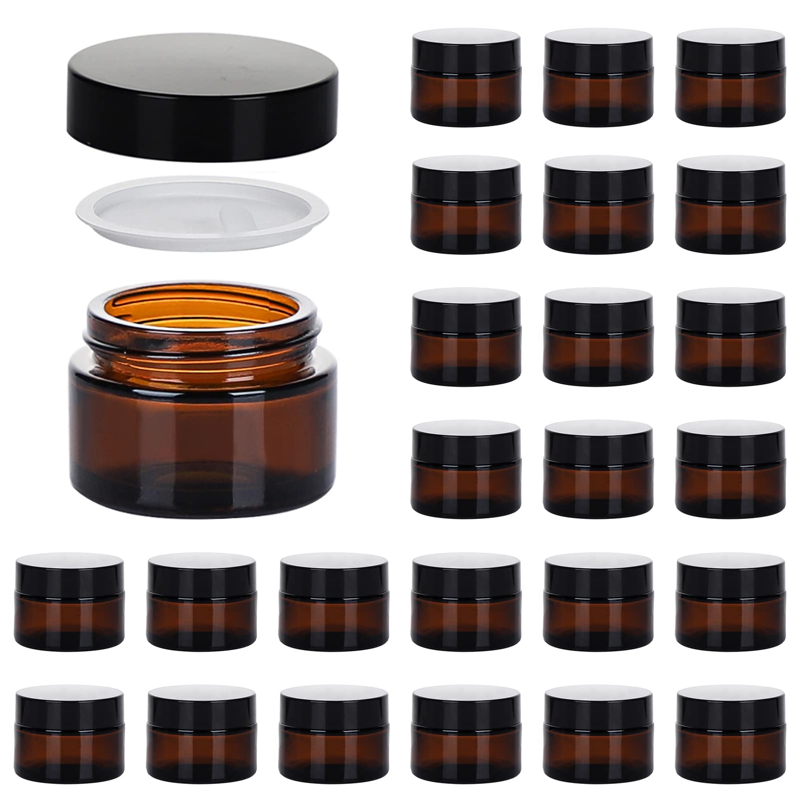 11 Hoa Kinh 1oz amber glass jar with lid for travel-friendly cosmetic storage.
