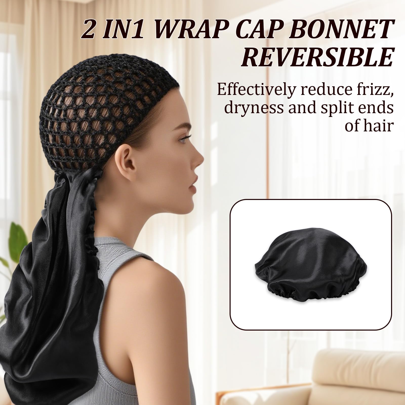 2 In1 Wrap Cap Bonnet Reversible folded compact demonstrates travel-ready design for bags.