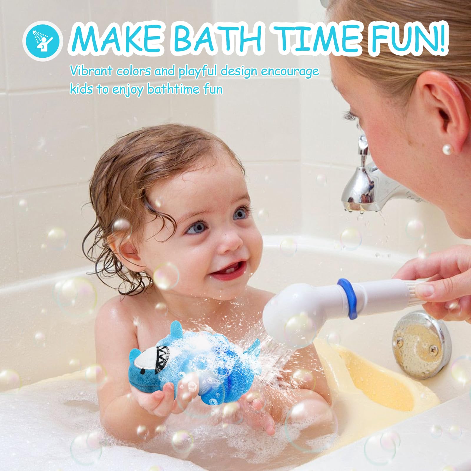2 Pack Kids Bath Sponges with dinosaurs design for fun bath time