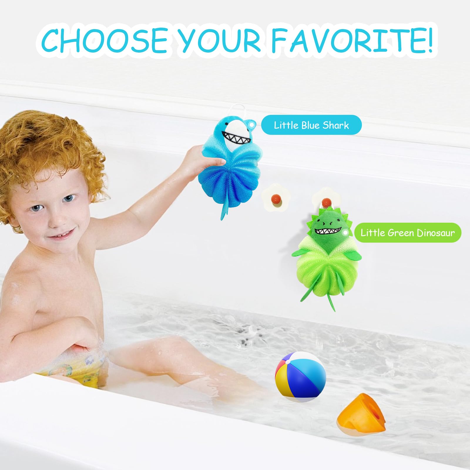 2 Pack Kids Bath Sponges durable stitching for long-lasting use