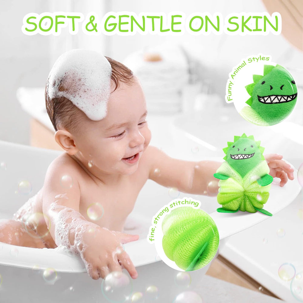 2 Pack Kids Bath Sponges soft texture close-up gentle scrub for toddlers