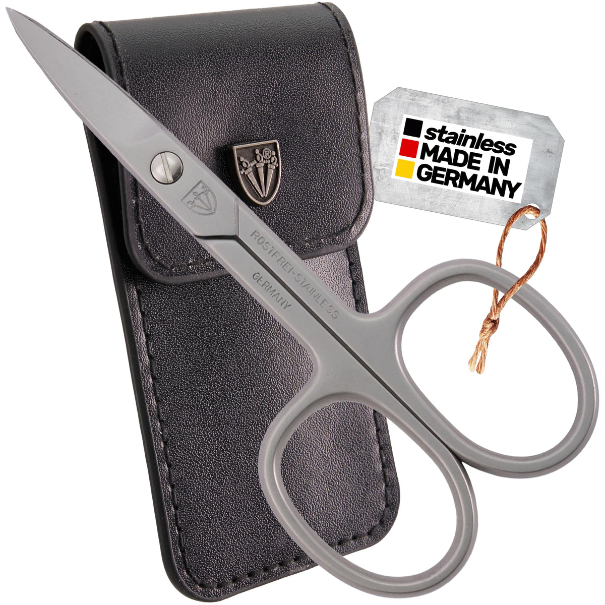 3 Swords Germany curved nail scissors closeup highlights curved blades for precise trimming.